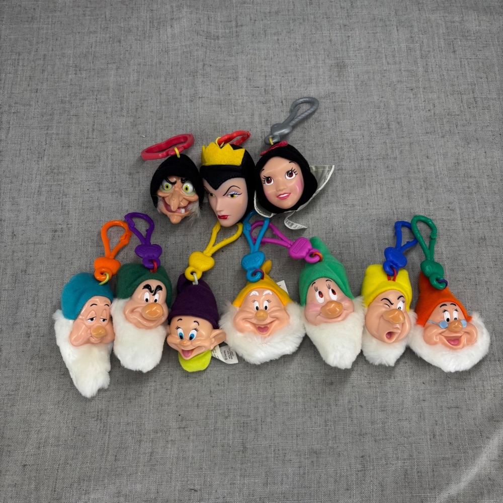 Disney Snow White and the Seven Dwarfs McDonald's Plush Clip Keychains Lot of 10